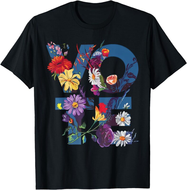 Vote Blue Floral Flower Democrat Kamala 2024 T-Shirt