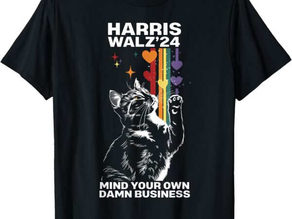 Walz mind your own damn business harris waltz cat lady lgbt t-shirt