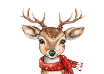 Watercolor Christmas Cute deer t shirt design for sale