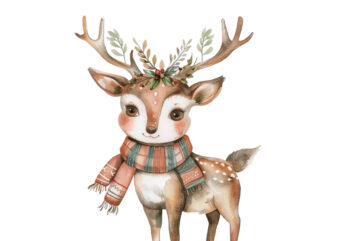 Watercolor Christmas Cute deer t shirt design for sale