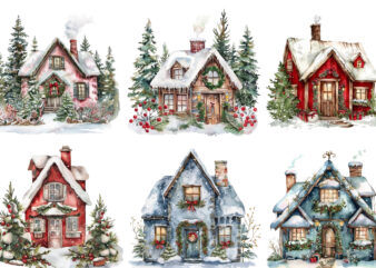 Watercolor Christmas Home