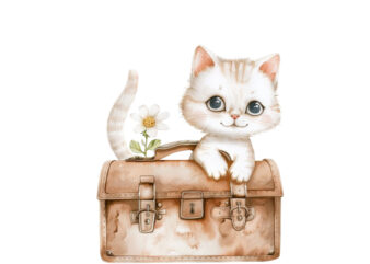 Watercolor Clipart of Cute Baby Cat