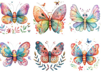 Watercolor Cute Kawaii Butterfly Spring Summer