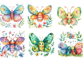 Watercolor Cute Kawaii Butterfly Spring Summer