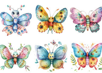 Watercolor Cute Kawaii Butterfly Spring Summer