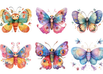 Watercolor Cute Kawaii Butterfly Spring Summer