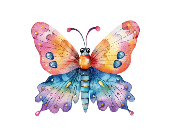 Watercolor cute kawaii butterfly spring summer t shirt design for sale