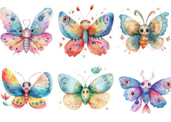 Watercolor Cute Kawaii Butterfly Spring Summer