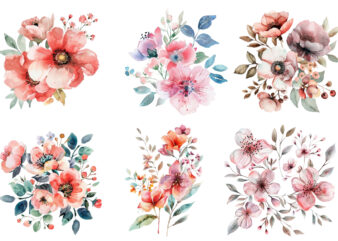 Watercolor Floral Boutique Clipart