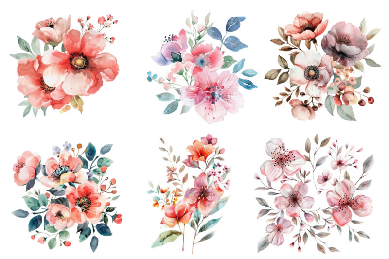 Watercolor Floral Boutique Clipart