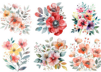 Watercolor Floral Boutique Clipart