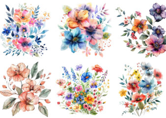 Watercolor Floral Boutique Clipart t shirt design for sale