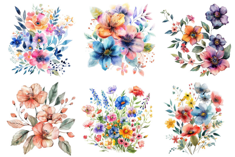 Watercolor Floral Boutique Clipart