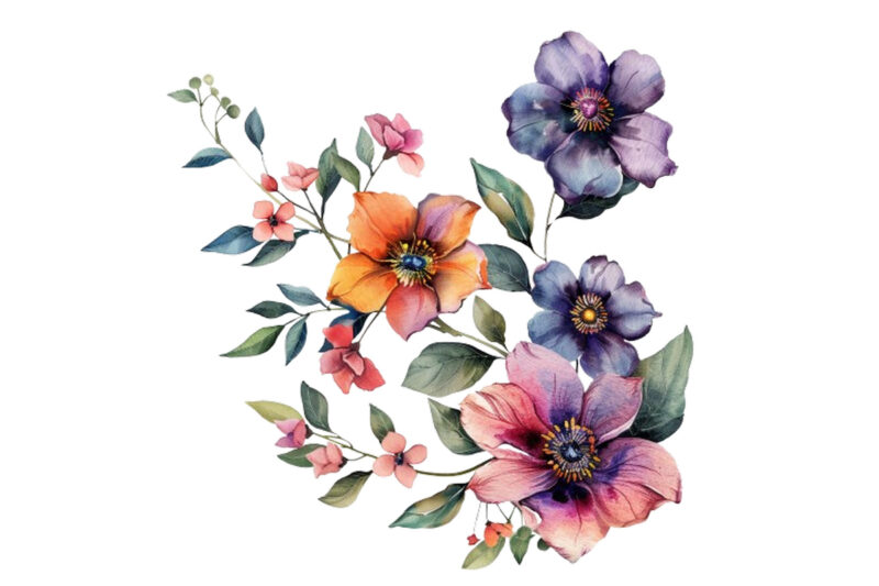 Watercolor Floral Boutique Clipart