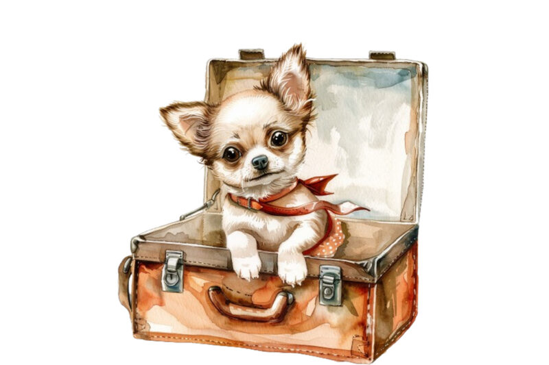 Cute baby dog in briefcase halloween clipart