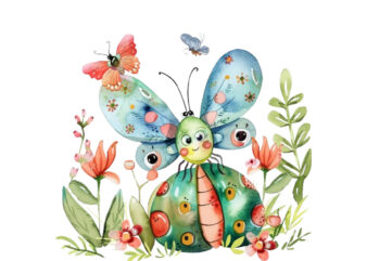 Watercolor Kawaii Butterfly and Bug Nursery