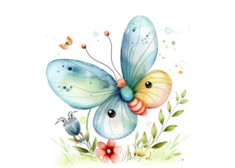 Watercolor Kawaii Butterfly and Bug Nursery