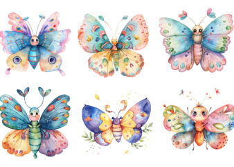 Watercolor Kawaii Butterfly Nursery