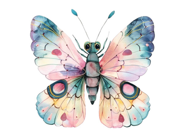 Watercolor kawaii butterfly nursery t shirt design for sale