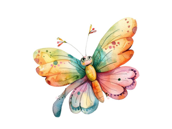 Watercolor kawaii butterfly nursery t shirt design for sale