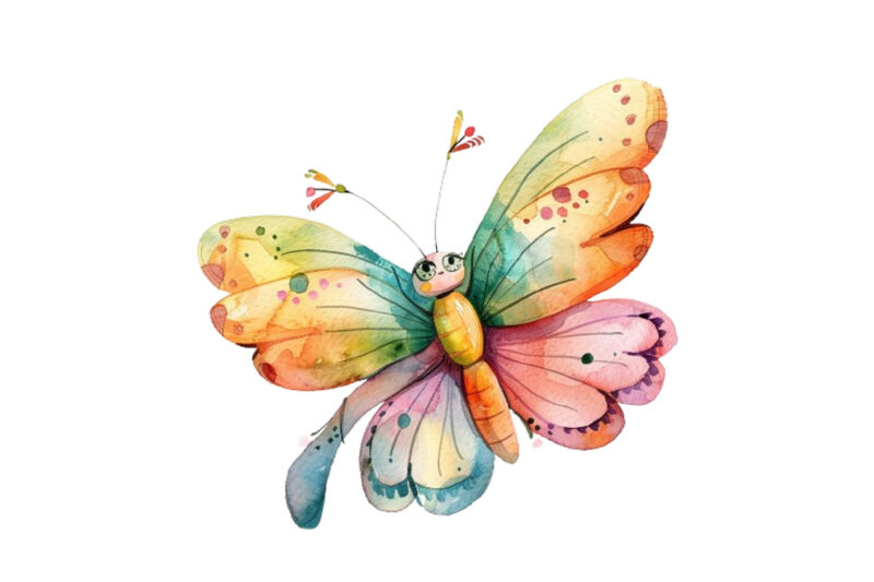 Watercolor Kawaii Butterfly Nursery