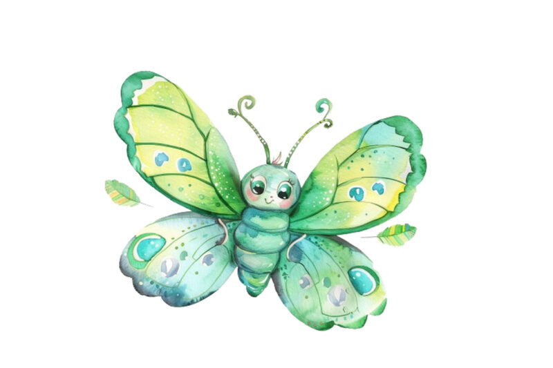 Watercolor Kawaii Butterfly Nursery