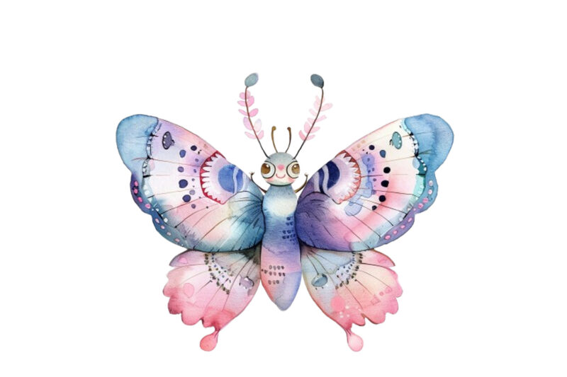 Watercolor Kawaii Butterfly Nursery