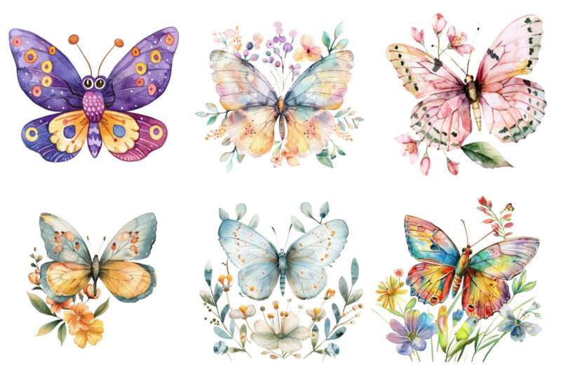 Watercolor Kawaii Butterfly Nursery