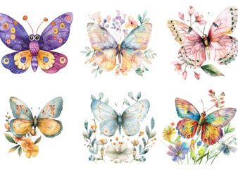 Watercolor Kawaii Butterfly Nursery