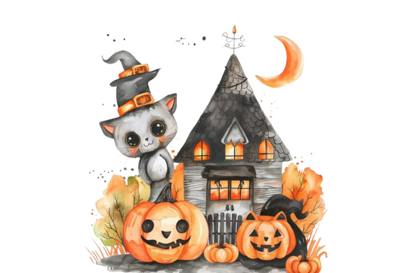 Watercolor Kawaii Halloween home