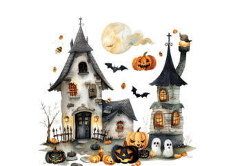 Watercolor Kawaii Halloween home t shirt design for sale