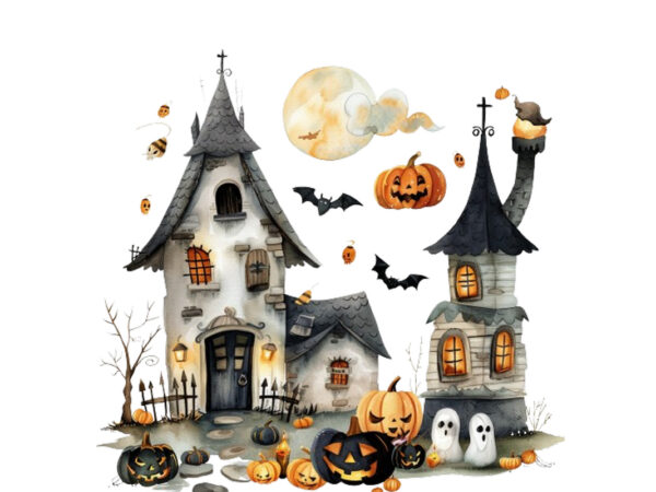 Watercolor kawaii halloween home t shirt design for sale