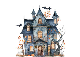 Watercolor Kawaii Halloween home t shirt design for sale