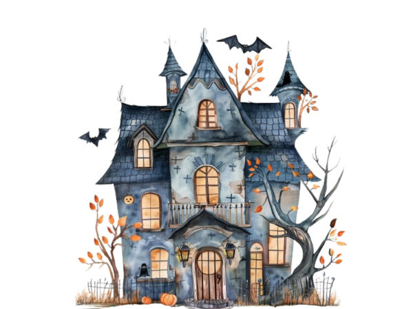 Watercolor kawaii halloween home t shirt design for sale