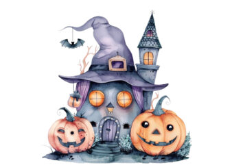 Watercolor Kawaii Halloween home t shirt design for sale