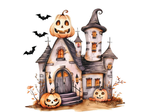 Watercolor kawaii halloween home t shirt design for sale