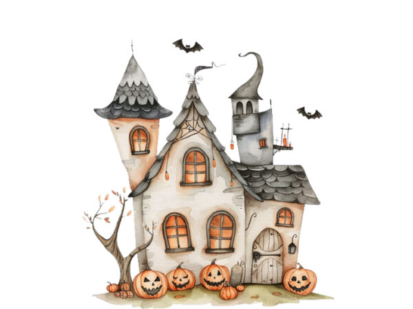 Watercolor kawaii halloween home t shirt design for sale