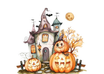 Watercolor Kawaii Halloween home t shirt design for sale