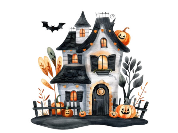 Watercolor kawaii halloween home t shirt design for sale