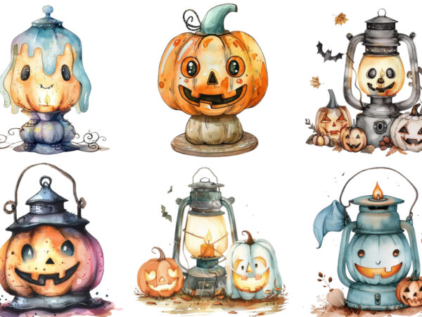 Watercolor kawaii halloween lamp t shirt design for sale