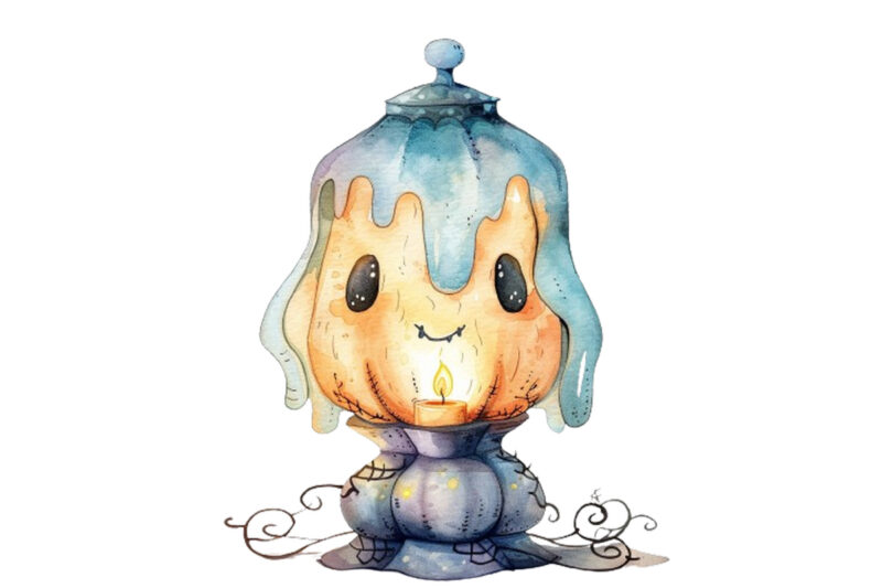 Watercolor Kawaii Halloween lamp