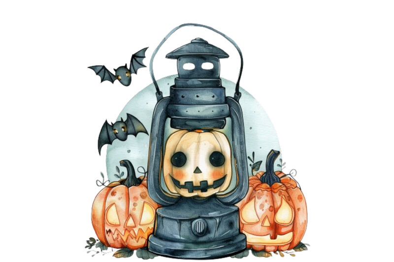 Watercolor Kawaii Halloween lamp