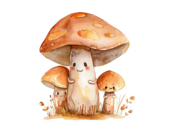 Watercolor mashroom Clipart t shirt design for sale