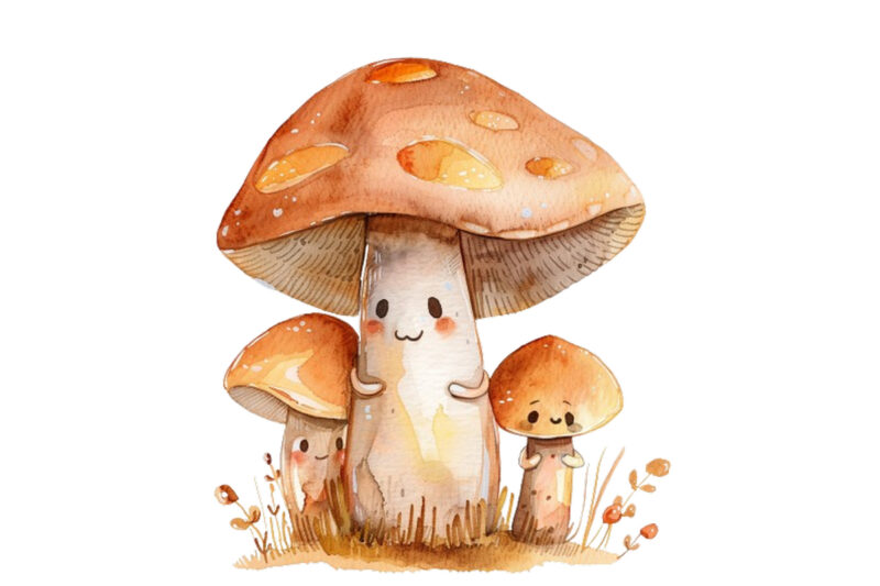 Watercolor mashroom Clipart