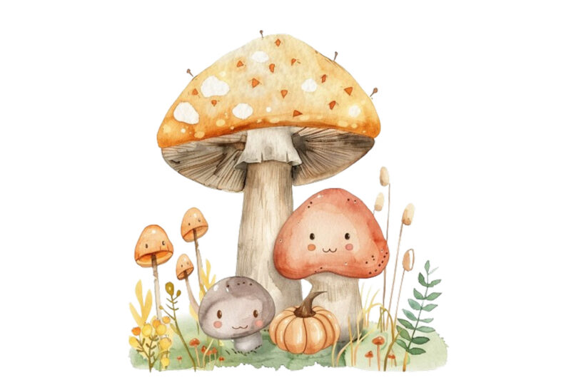 Watercolor mashroom Clipart