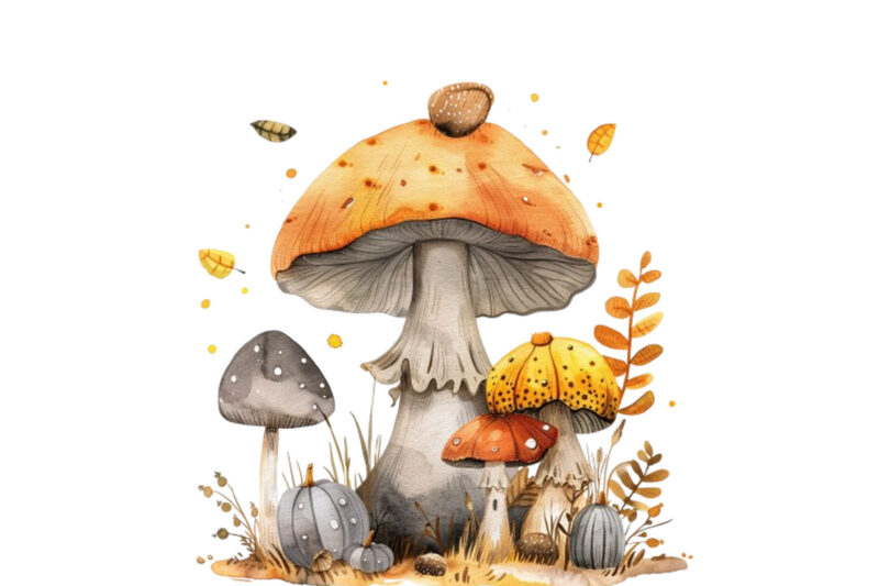 Watercolor mashroom Clipart