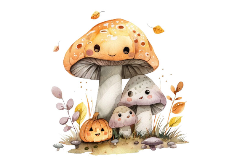 Watercolor mashroom Clipart