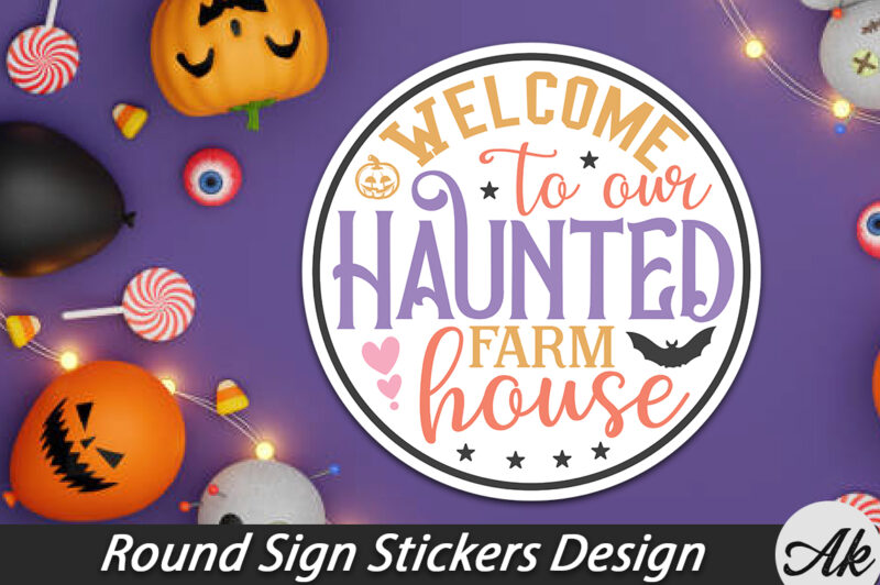 Halloween Round Sign Stickers Bundle