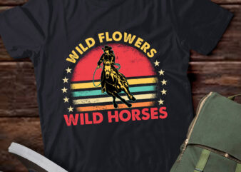 Western Cowgirl Country Music Wild West Flowers Wild Horses lts-d