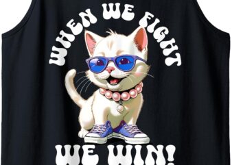 When We Fight We Win Kamala Harris Cat Lady Boho Women Tank Top t shirt design for sale